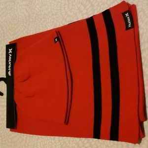Hurley Red Beanie Hat and Scarf Set - NWT